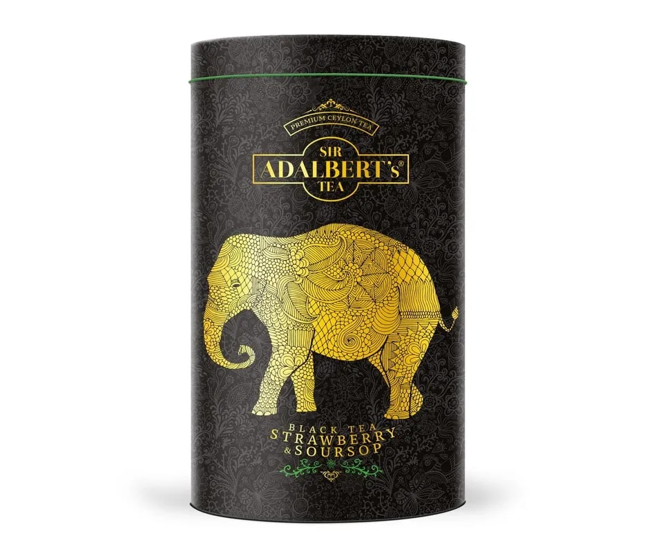 ADALBERT'S BLACK TEA STRAWBERRY & SOURSOP LIŚCIASTA 100G PUSZKA