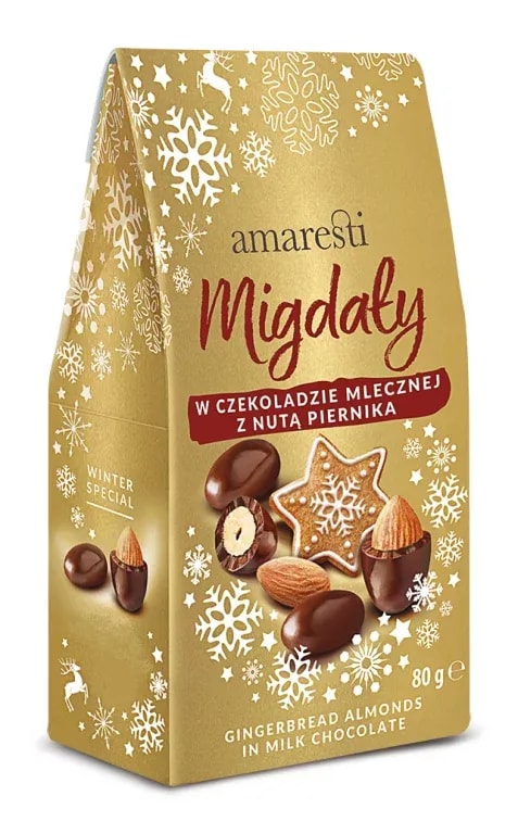 Eurohansa - Amaresti Migdały w Czekoladzie Mlecznej z Nutą Piernika - Winter Special 80g