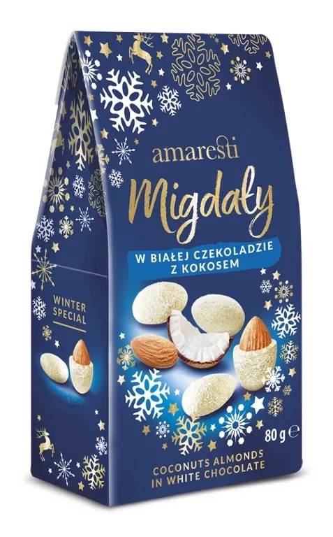Eurohansa - AMARESTI Migdały w Białej Czekoladzie z Kokosem - Winter Special 80g