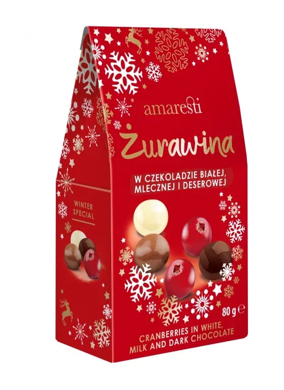 Eurohansa - Amaresti Żurawina w Czekoladzie Białej, Mlecznej i Deserowej - Winter Special 80g