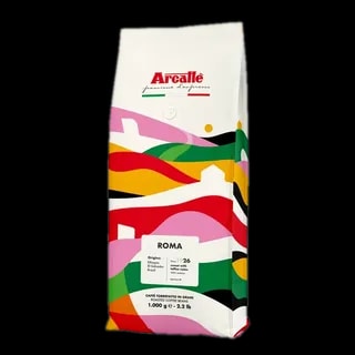 Arcaffe Roma, 1 kg kawy ziarnistej w kolorowym opakowaniu, mieszanka Arabica z Brazylii, Salwadoru i Etiopii