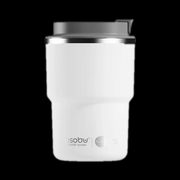 Kubek termiczny Asobu Mini Pick Up, biały, pojemność 360ml, z szarym wieczkiem