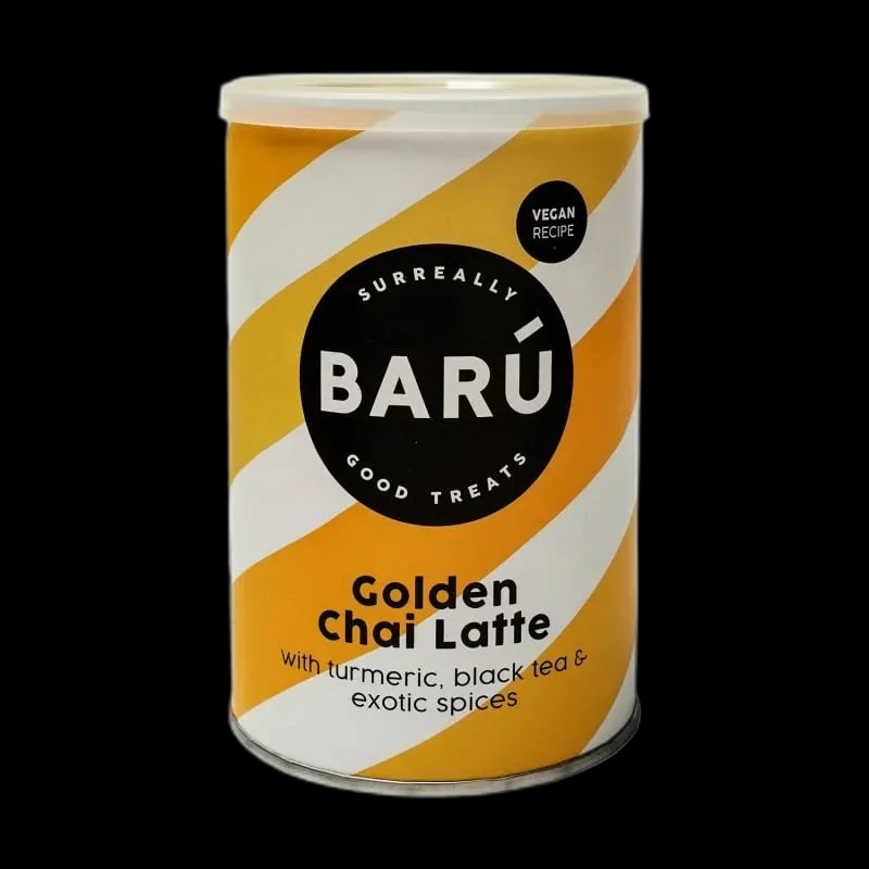Opakowanie napoju BARÚ Golden Chai Latte 250 g z kurkumą, czarną herbatą i egzotycznymi przyprawami – wegańska propozycja dostępna w sklepie z kawą Coffee Selection.