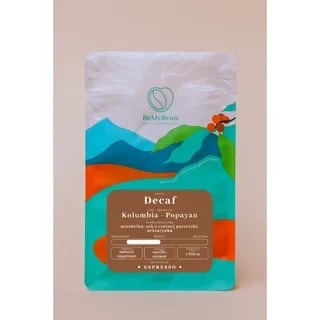 BeMyBean - Kolumbia Popayan Natural Sugarcane Espresso - bezkofeinowa kawa ziarnista 250 g