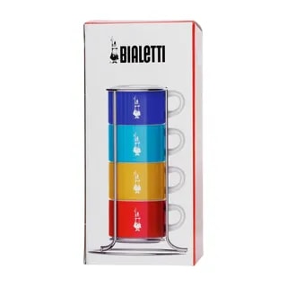 Bialetti Color - Zestaw 4 filiżanek do cappuccino na stojaku