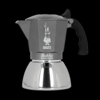 Bialetti Brikka Induction, kawiarka na 4 filiżanki, szaro-srebrna z czarnym uchwytem, idealna do indukcji