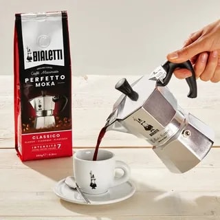 Bialetti Zestaw Moka Express 6tz + kawa Perfetto Moka Classico 250g