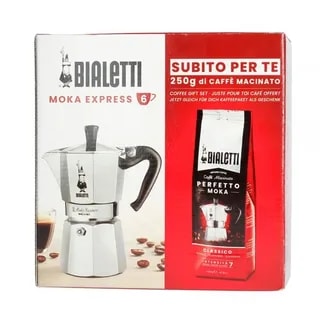 Bialetti Zestaw Moka Express 6tz + kawa Perfetto Moka Classico 250g