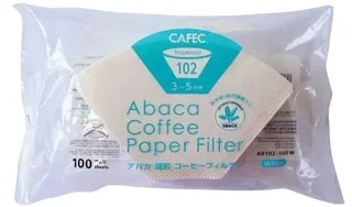 Papierowe filtry Cafec Abaca 102 – białe, na 3–5 filiżanek, 100 sztuk – idealne do alternatywnego parzenia kawy, dostępne w sklepie Coffee Selection