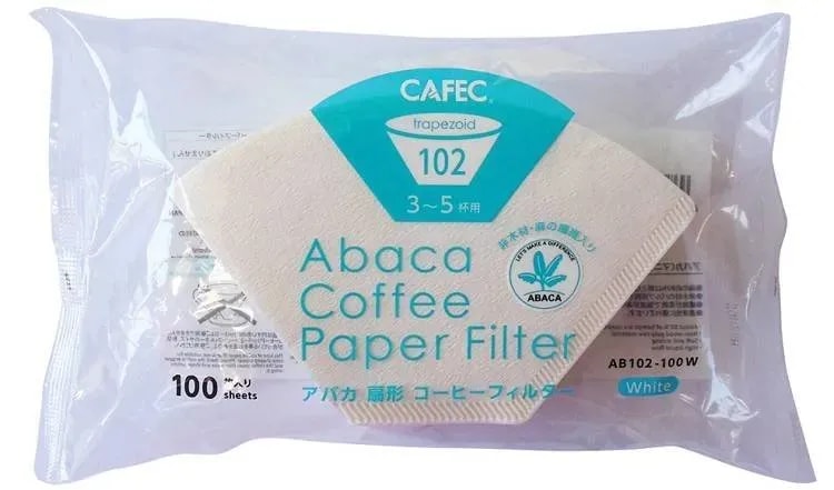 Papierowe filtry Cafec Abaca 102 – białe, na 3–5 filiżanek, 100 sztuk – idealne do alternatywnego parzenia kawy, dostępne w sklepie Coffee Selection