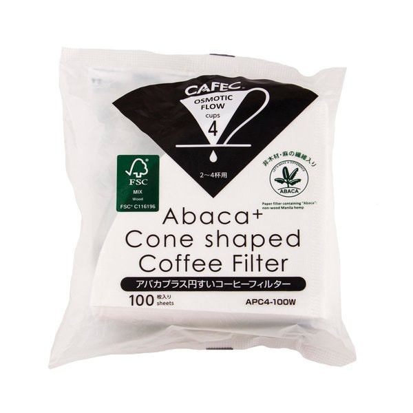 Filtr Papierowy Stożkowy Cafec Abaca+ Plus Biały Cup4 100 Sztuk
