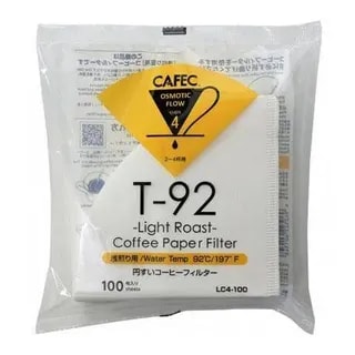Filtry papierowe Cafec T-92 Light Roast do jasno palonej kawy – rozmiar cup 4, 100 sztuk – perfekcyjne do precyzyjnego parzenia, dostępne w sklepie Coffee Selection