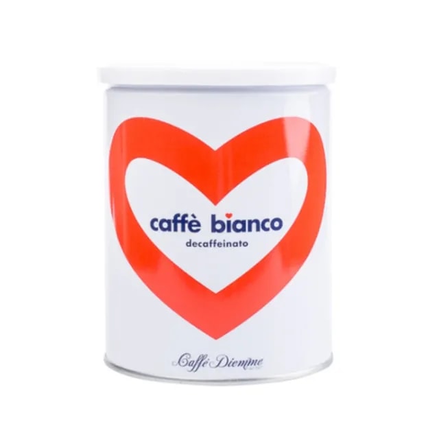 Opakowanie kawy Caffè Bianco bez kofeiny, idealnej dla miłośników łagodnych, aromatycznych naparów. Oferując wyjątkowy smak bez pobudzenia, ta kawa jest świetną alternatywą dla tradycyjnych napojów kawowych.