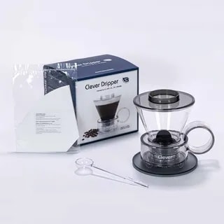 Clever Dripper - Zaparzacz do kawy szklany 500ml przezroczysty szary