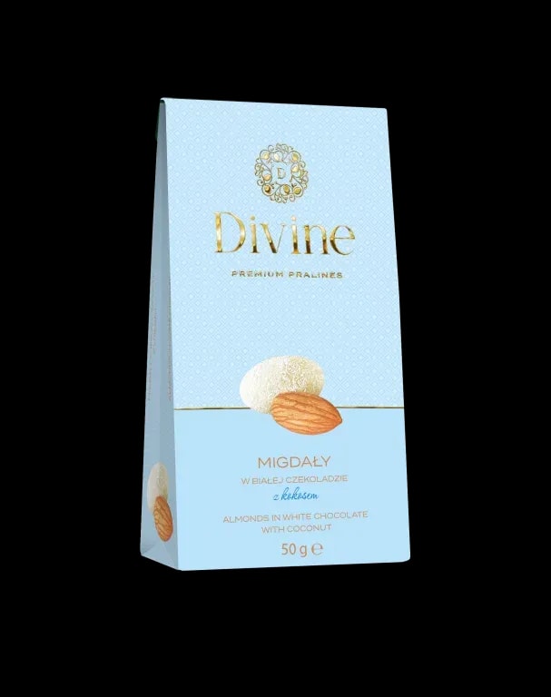 Eurohansa - DIVINE Premium Pralines Migdały w Białej Czekoladzie z Kokosem - 50g