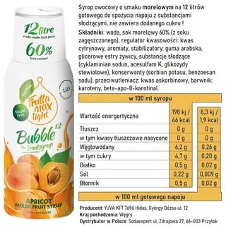 Syrop FruttaMax Morela Light 500 ml na 12 litrów