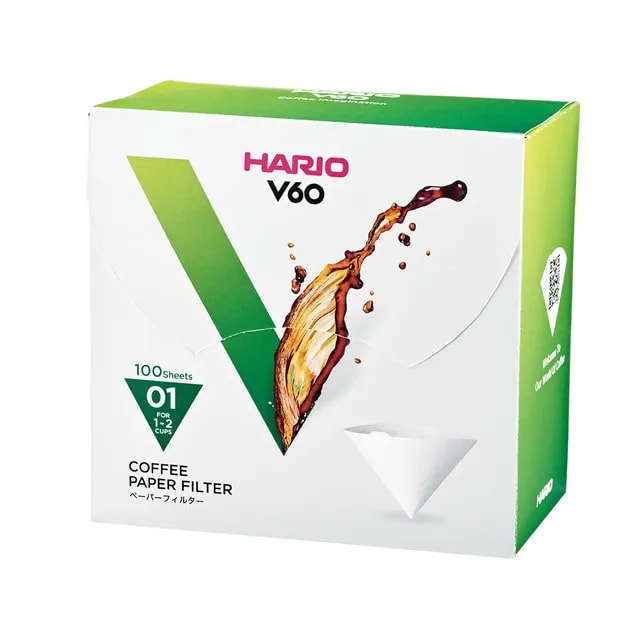 Hario - Filtry papierowe białe - V60-01 - 100 Sztuk