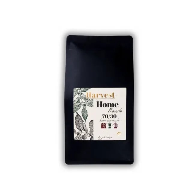 Opakowanie kawy Harvest Home Barista 70/30, idealne dla miłośników espresso i aromatycznych napojów. Wysokiej jakości mieszanka składająca się z 70% arabiki i 30% robusty, zapewniająca wyjątkowy smak oraz intensywność.