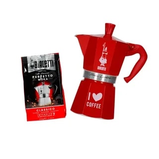 Kawiarka Bialetti Moka Express Love 6tz Czerwona + GRATIS Bialetti Perfetto Moka Classico 100g