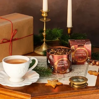 Kusmi Tea Glögg Bio 2025 Świąteczna Infuzja Bez Kofeiny w Puszce 125 g