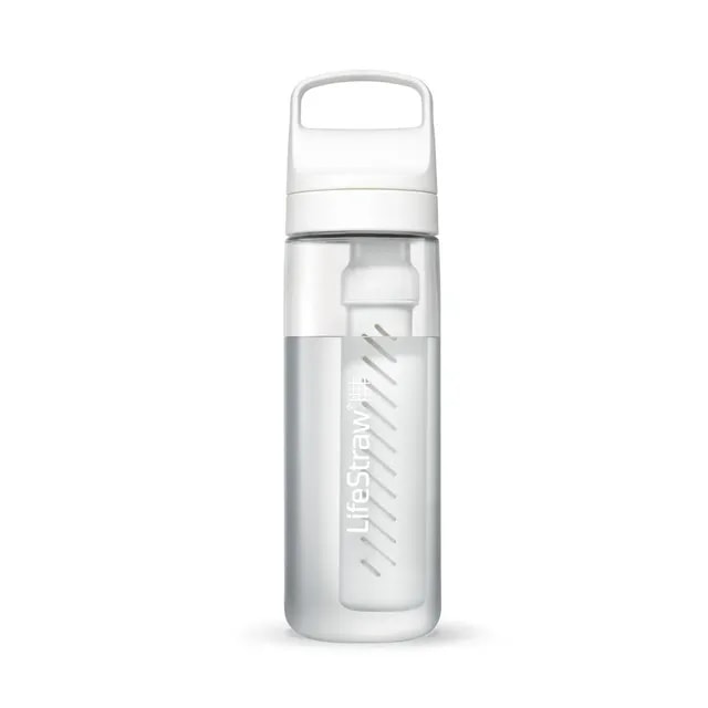 Przezroczysta butelka LifeStraw Go 2.0 o pojemności 0,65 litra z wbudowanym filtrem – idealna do codziennego użytku i podróży, dostępna w sklepie Coffee Selection.