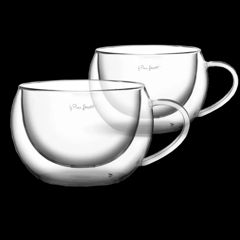 Zestaw dwóch szklanek termicznych Lamart Vaso o pojemności 270 ml, wykonanych z przezroczystego szkła z podwójnymi ściankami. Elegancki design zapewnia izolację temperatury, idealne do serwowania zarówno gorących, jak i zimnych napojów, pozwalając dłużej cieszyć się optymalną temperaturą.