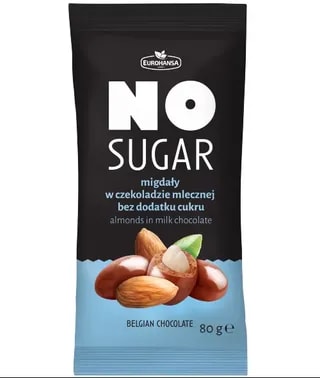 Eurohansa - NO SUGAR Migdały w Czekoladzie Mlecznej Bez Cukru - 80g