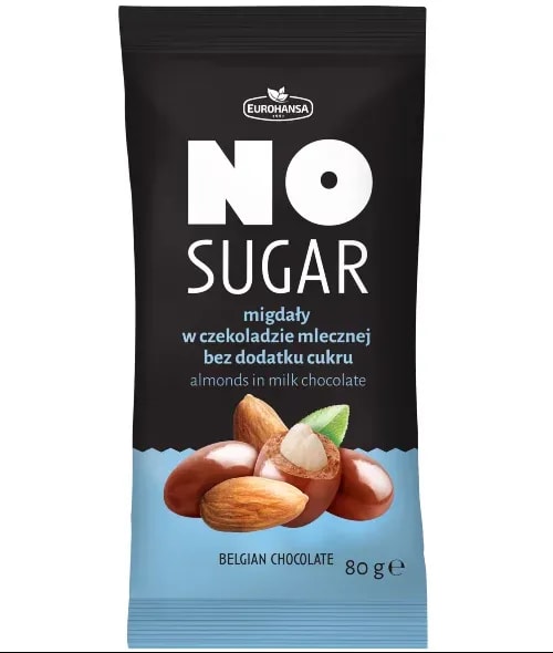 Eurohansa - NO SUGAR Migdały w Czekoladzie Mlecznej Bez Cukru - 80g