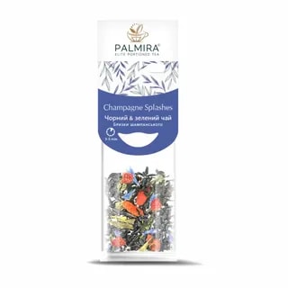 Opakowanie herbaty Palmira Champagne Splashes łączy czarną i zieloną herbatę, oferując wyjątkowe doznania smakowe. Idealna na każdą porę dnia, ta elegancka herbata o delikatnych nutach owocowych przyciąga uwagę swoim wspaniałym wyglądem oraz aromatem.