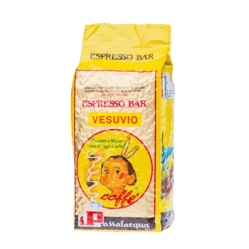 Opakowanie kawy Espresso Bar Vesuvio o wadze 250g, idealne do przygotowania aromatycznego espresso. Wysokiej jakości mieszanka kawy z Neapolu, doskonała do użytku domowego i w kawiarni, zapewniająca intensywny smak i zapach.