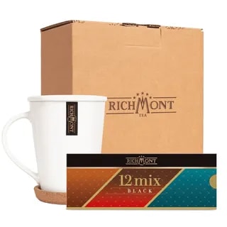 Herbata Richmont Mix Czarnych Herbat 12 saszetek porcelanowy zestaw