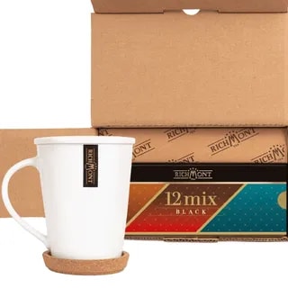Herbata Richmont Mix Czarnych Herbat 12 saszetek porcelanowy zestaw