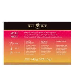 Herbatka Richmont Apple Mint 40 szt porcelanowy zestaw do herbaty