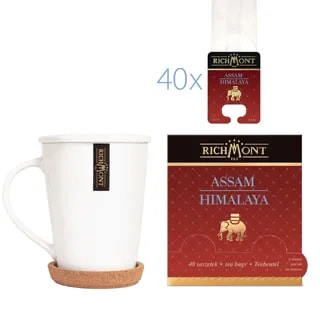 Herbata Richmont Assam Himalaya 40 saszetek porcelanowy zestaw do herbaty