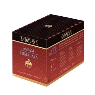 Herbata Richmont Assam Himalaya 40 saszetek porcelanowy zestaw do herbaty