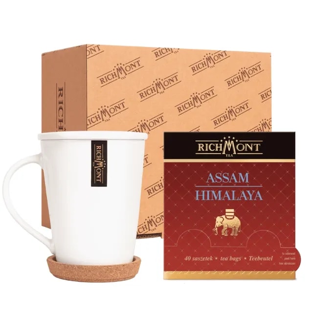 Herbata Richmont Assam Himalaya 40 saszetek porcelanowy zestaw do herbaty