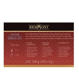 Herbata Richmont Assam Himalaya 40 saszetek porcelanowy zestaw do herbaty