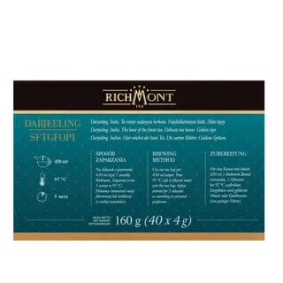 Herbata Richmont Darjeeling SFTGFOP1 40 szt porcelanowy zestaw do herbaty