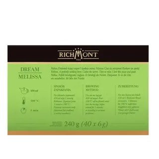 Herbata Richmont Dream Melissa 40 szt porcelanowy zestaw do herbaty