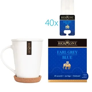 Herbata Richmont Earl Grey Blue 40 saszetek porcelanowy zestaw do herbaty