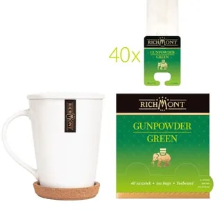 Herbata Richmont Gunpowder Green 40 szt porcelanowy zestaw do herbaty