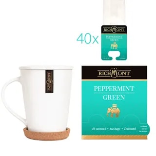 Herbata Richmont Peppermint Green 40 szt porcelanowy zestaw do herbaty