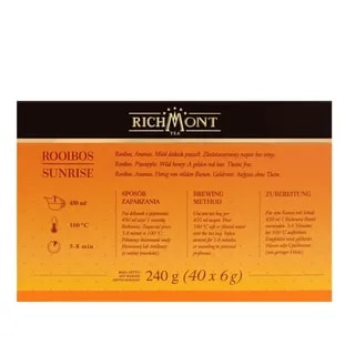 Herbatka Richmont Rooibos Sunrise 40 szt porcelanowy zestaw do herbaty