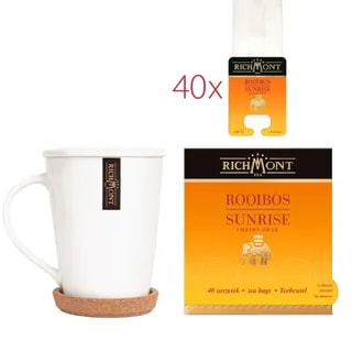 Herbatka Richmont Rooibos Sunrise 40 szt porcelanowy zestaw do herbaty