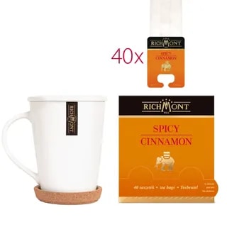 Herbatka Richmont Spicy Cinnamon 40 szt porcelanowy zestaw do herbaty