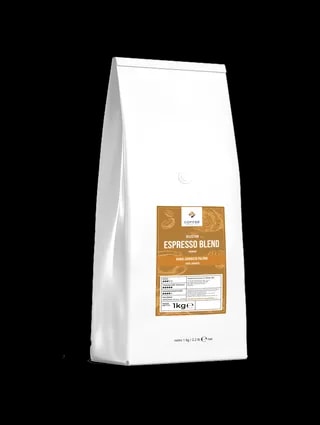 Kawa Espresso Blend 1 kg, w białym opakowaniu, premium, 100% Arabica