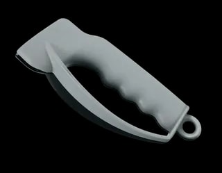 Szara ostrzałka do noży Victorinox Sharpy 7.8714 z ergonomicznym uchwytem i bezpiecznym systemem ostrzenia, idealna do noży kuchennych i składanych.