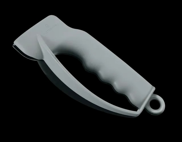 Szara ostrzałka do noży Victorinox Sharpy 7.8714 z ergonomicznym uchwytem i bezpiecznym systemem ostrzenia, idealna do noży kuchennych i składanych.
