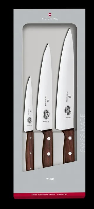 Victorinox Zestaw Szefa Kuchni Wood 3 Elementy Drewniana Rękojeść 5.1050.3G