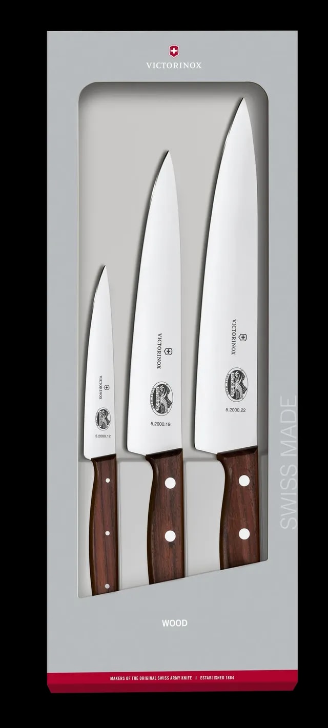 Victorinox Zestaw Szefa Kuchni Wood 3 Elementy Drewniana Rękojeść 5.1050.3G